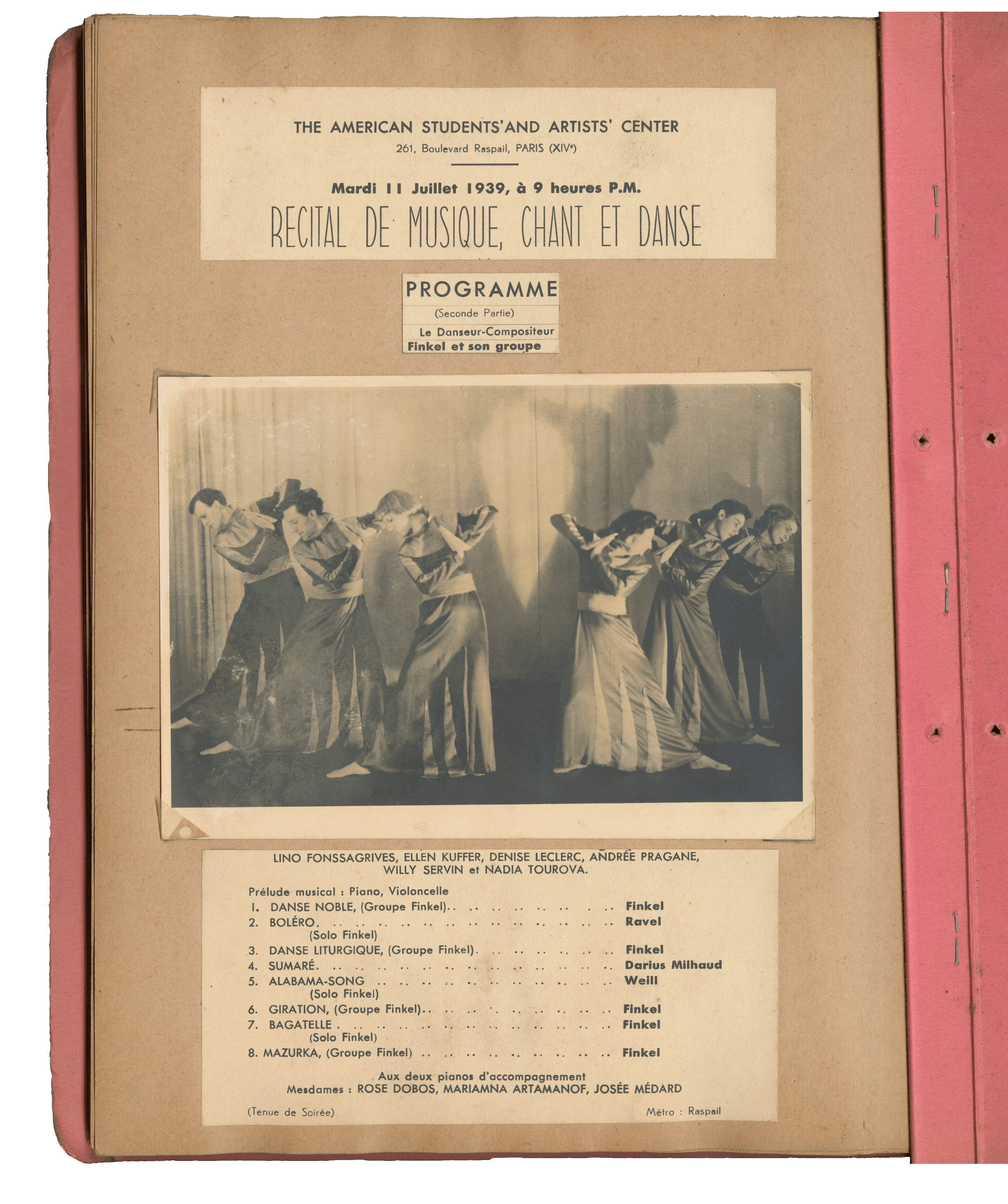 Extrait d’un album photo réalisé par Andrée Pragane en souvenir du Groupe Finkel, 1939.