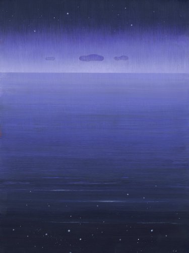 illustration, ciel et mer, bleu nuit