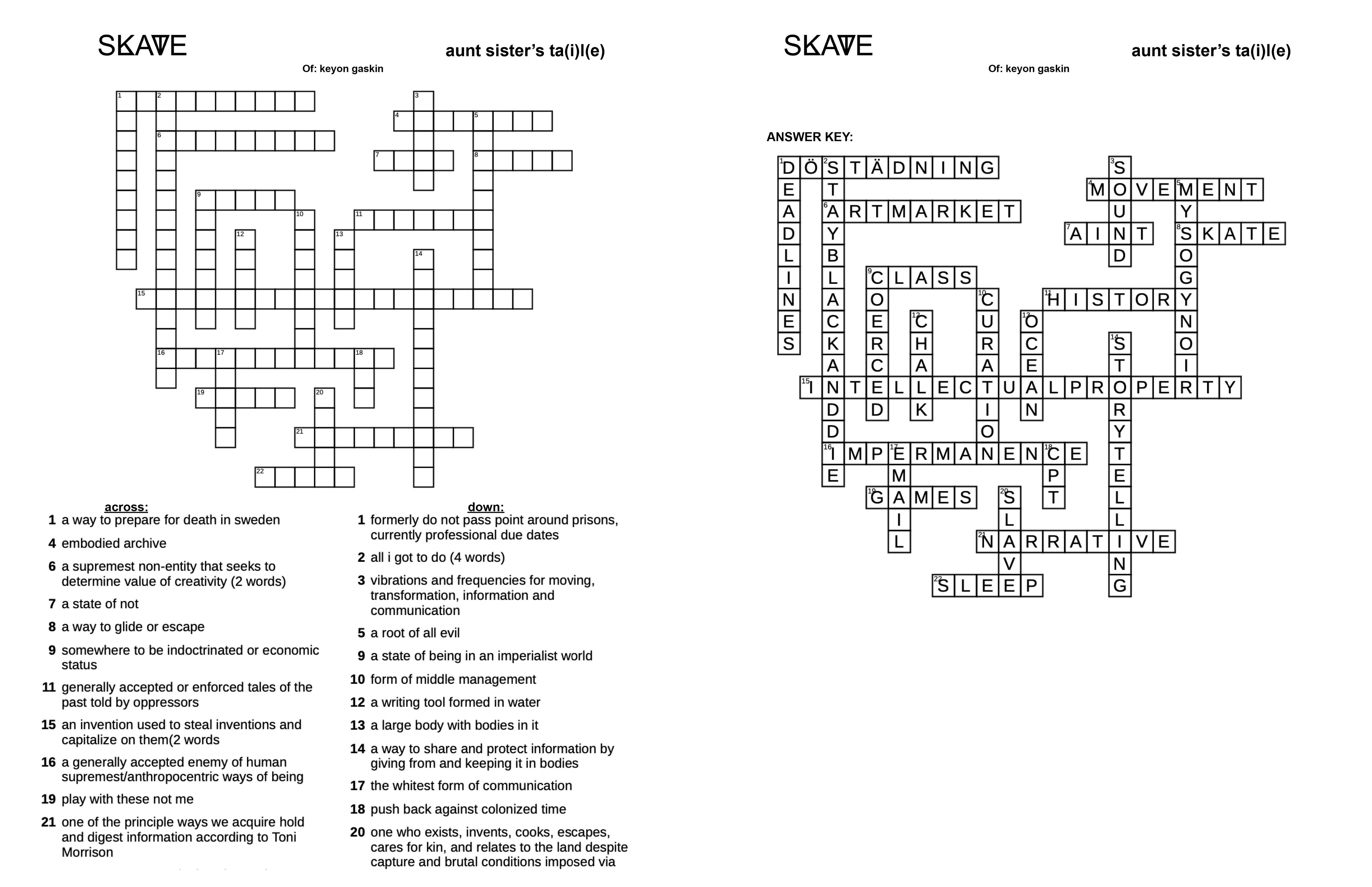 crossword puzzle in black and white