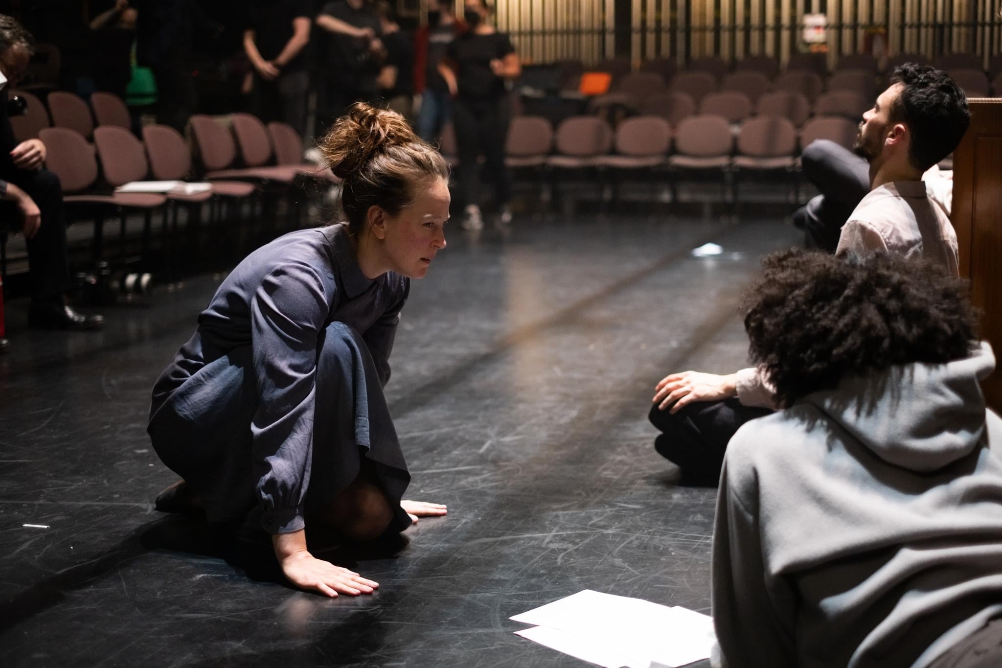 Bobbi Jene Smith in rehearsal on the floor.