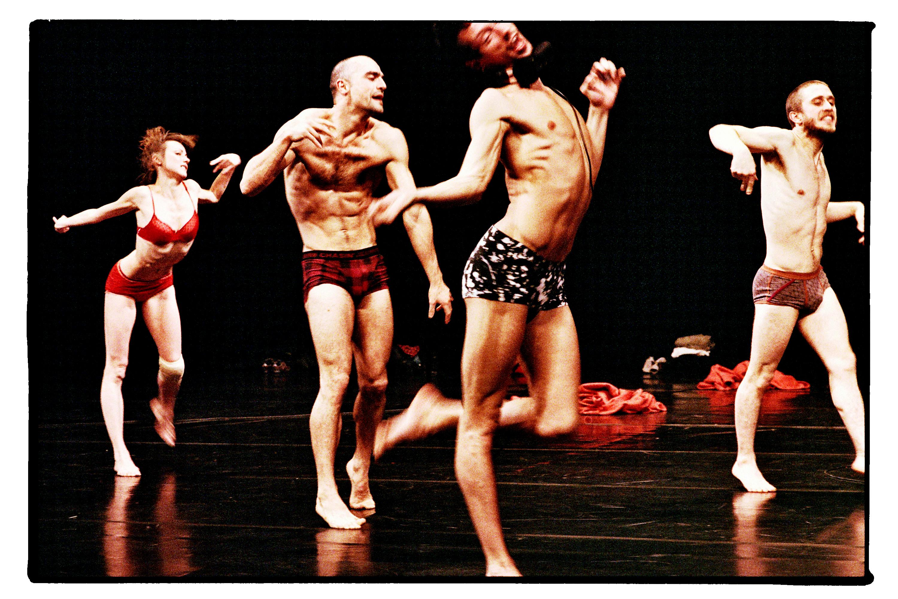 Several dancers in underwear in Out of Context by Alain Platel