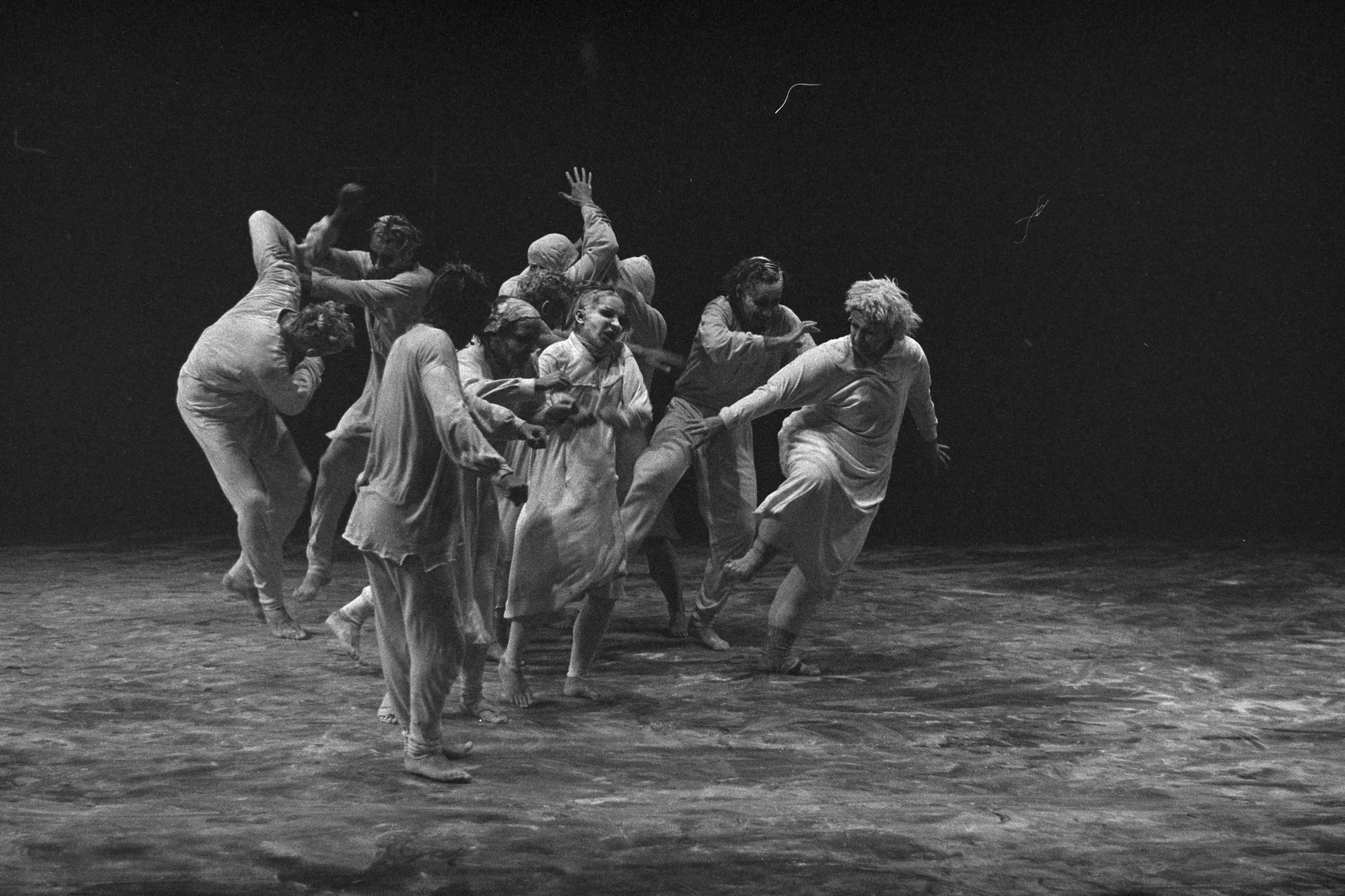 Group of dancers for May B by Maguy Marin at Maison des arts de Créteil in1991. 