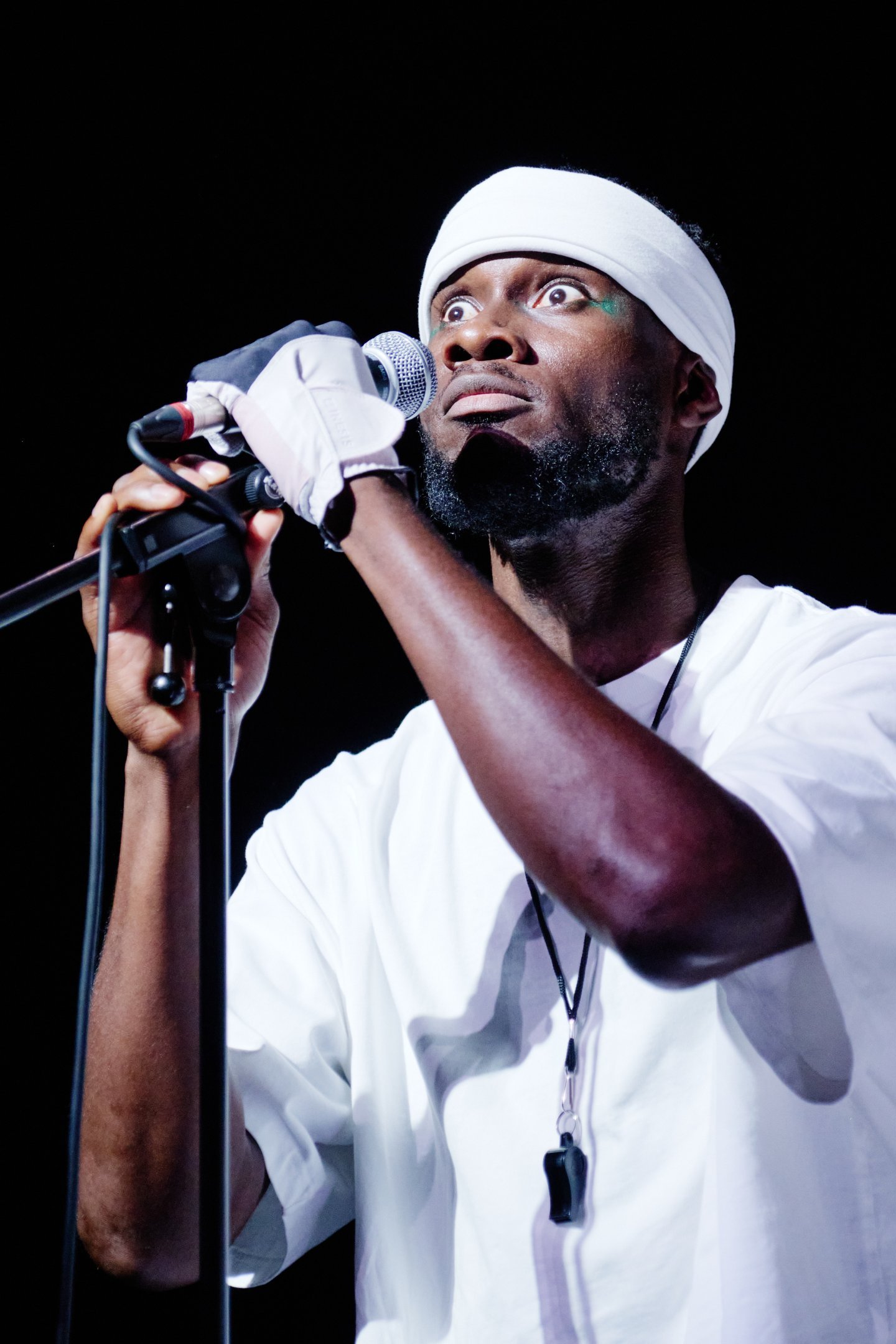 actor spealing on a mic