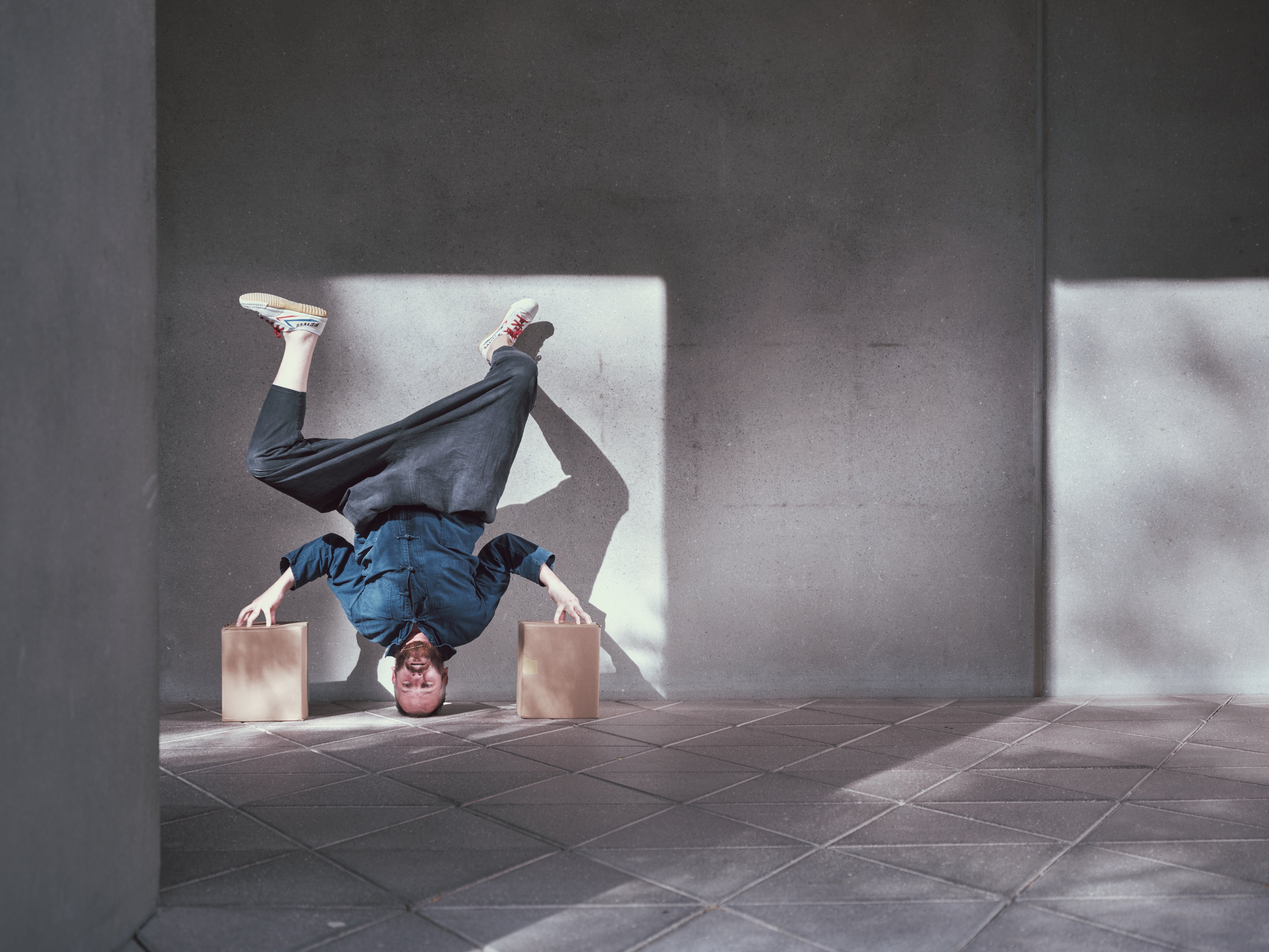 Dancer upside down.